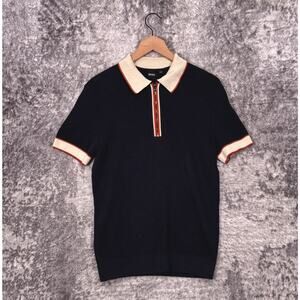 Hugo Boss Polo Shirt Small Mens Holombo Cotton Knit Zip Collar